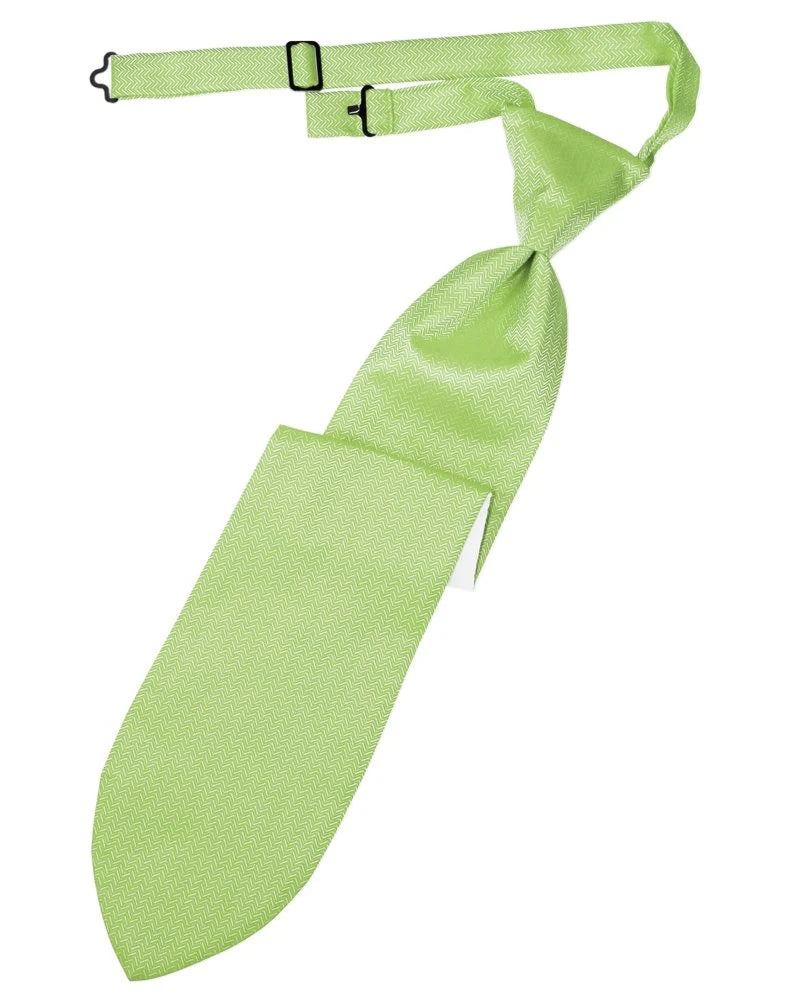 Kiwi Herringbone Pre-Tied Long Tie