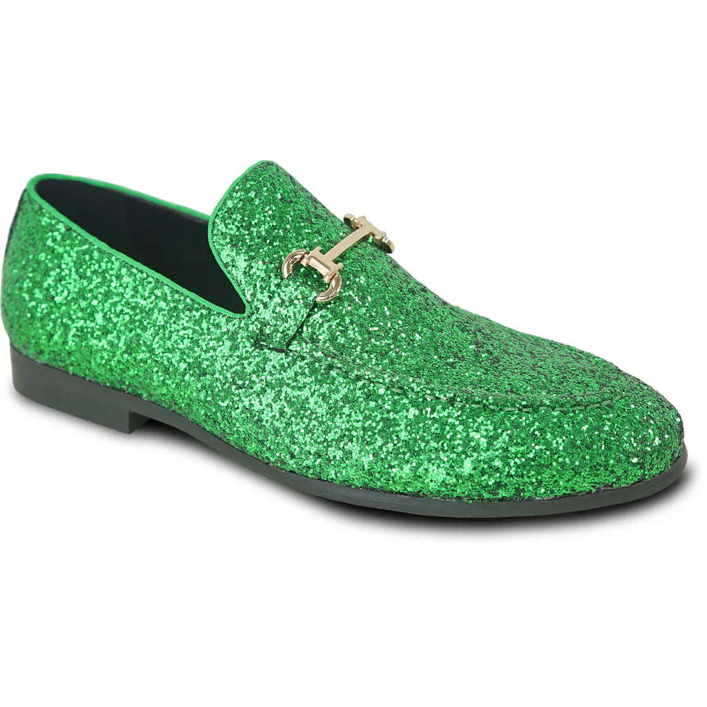Men\'s Green Vintage Glitter Loafers Slip On Tuxedo Dress Party Classic Shoes Santimon Men main image 3