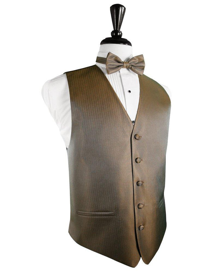 Mocha Herringbone Tuxedo Vest - Tuxedo Club