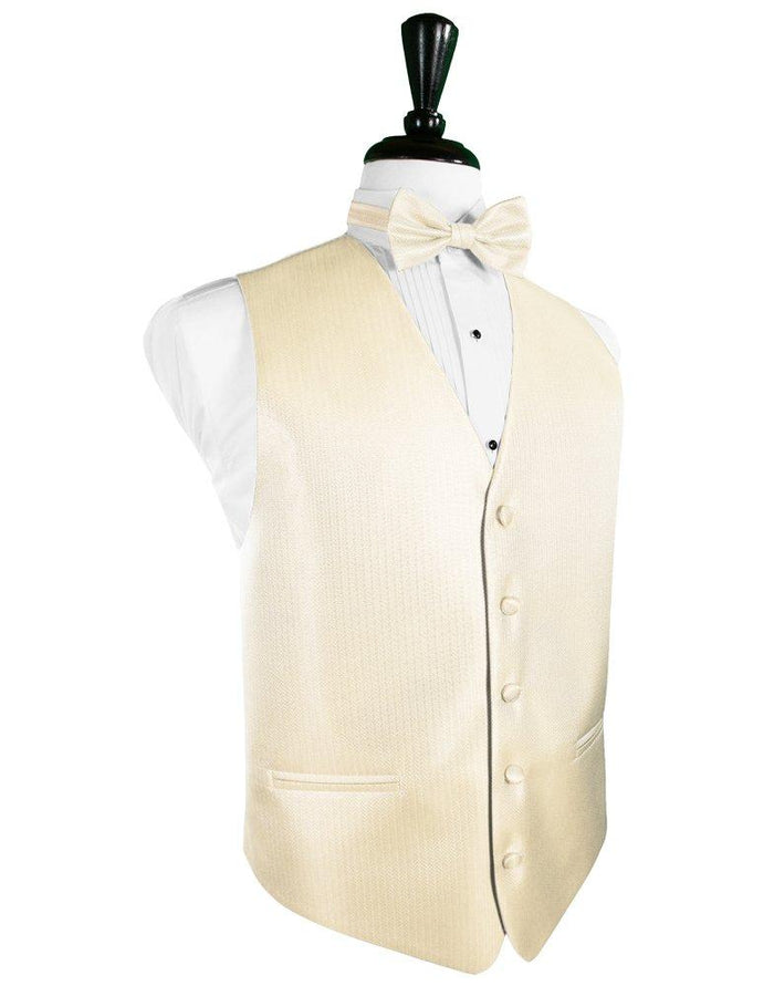 Sand Herringbone Tuxedo Vest - Tuxedo Club