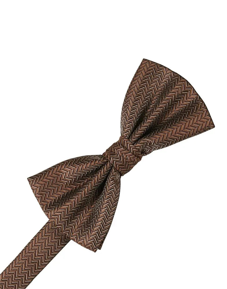 Espresso Herringbone Pre-Tied Bowtie