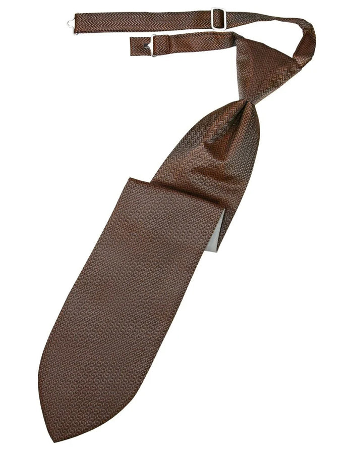 Espresso Herringbone Pre-Tied Long Tie
