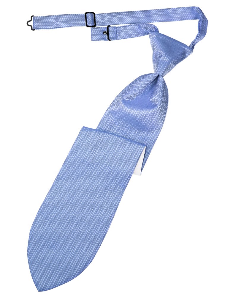 Cornflower Herringbone Long Tie