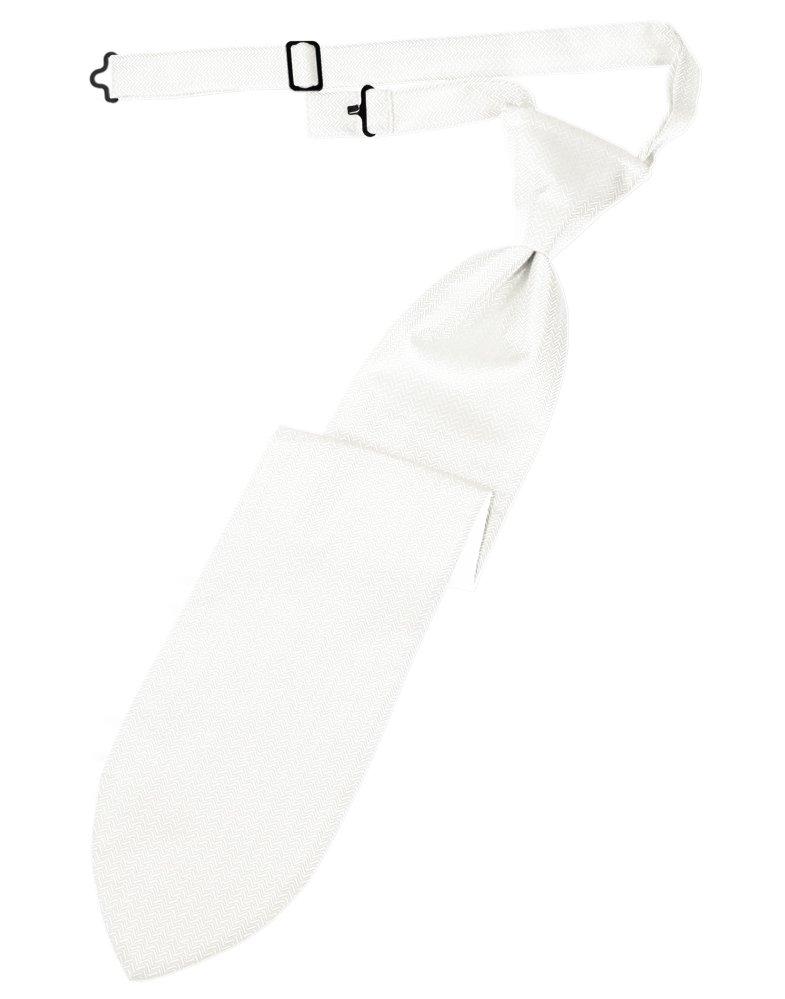 Diamond White Herringbone Long Tie