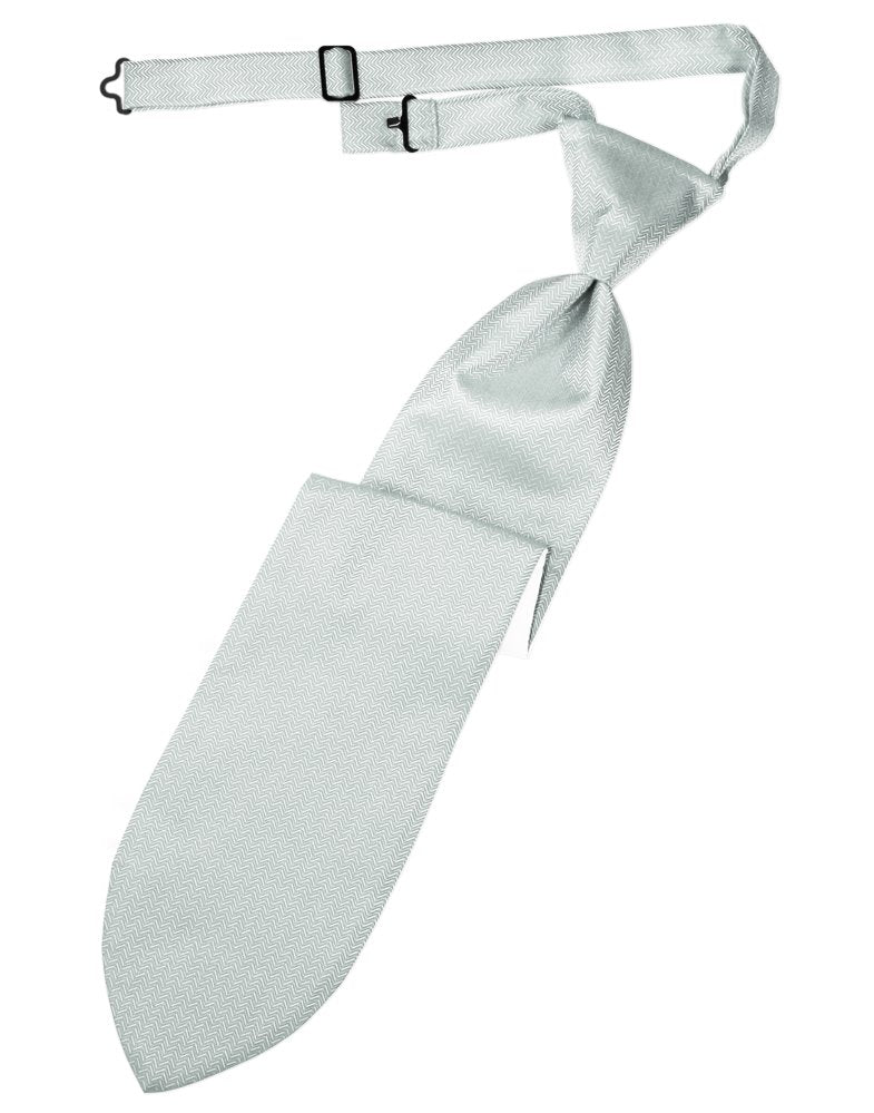 Platinum Herringbone Long Tie