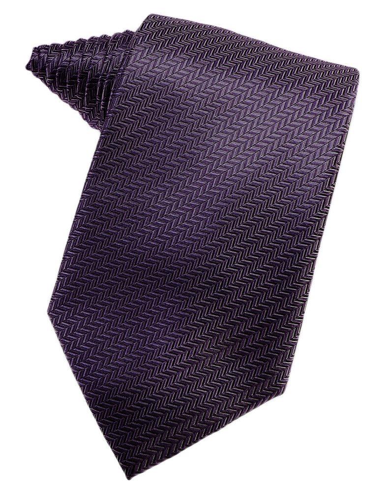 Plum Herringbone Suit Tie