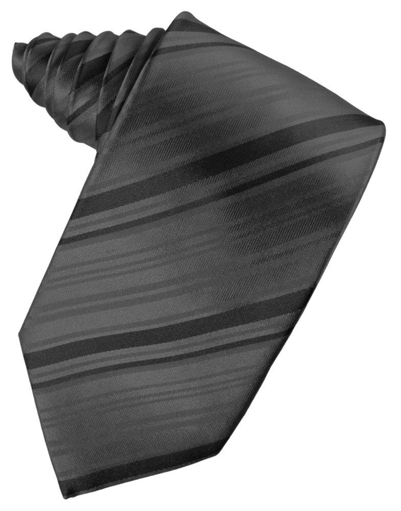 Pewter Striped Satin Suit Tie