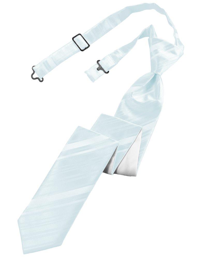 Light Blue Striped Satin Skinny Tie