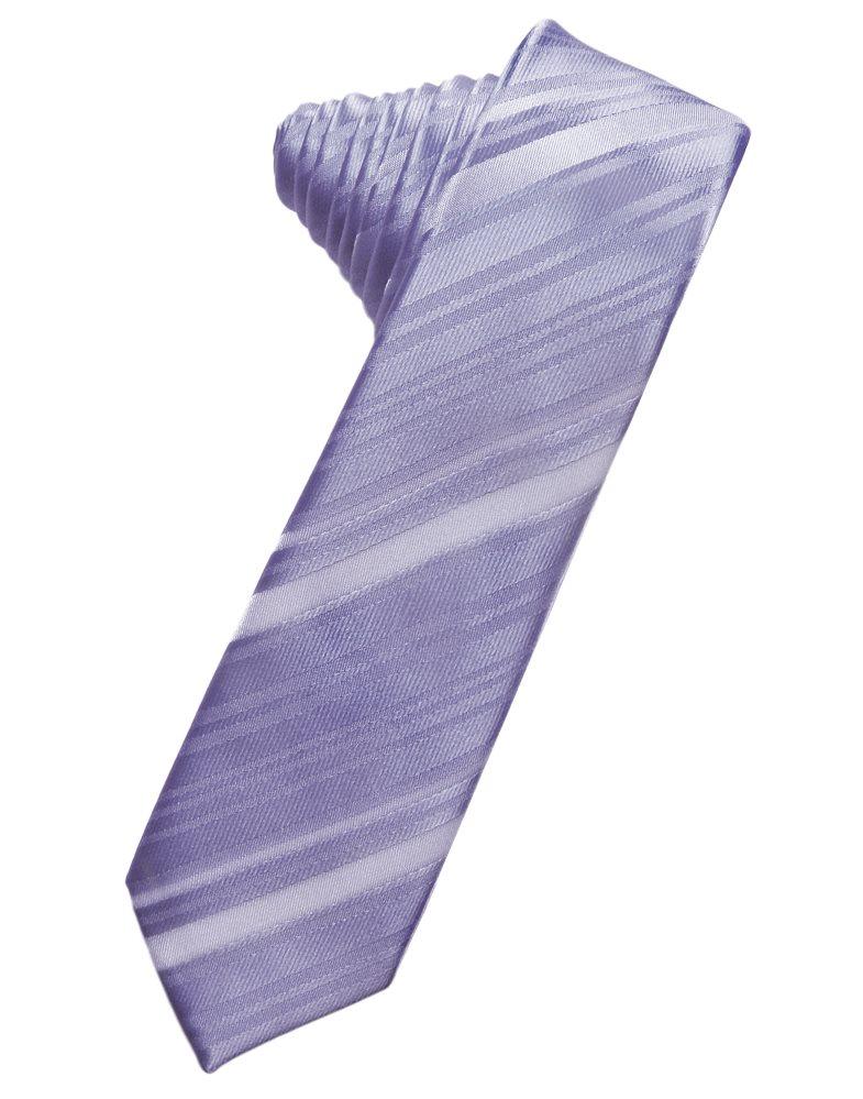 Periwinkle Striped Satin Skinny Suit Tie