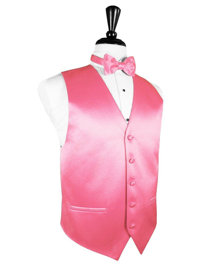 Bubblegum Solid Satin Vest - Tuxedo Club
