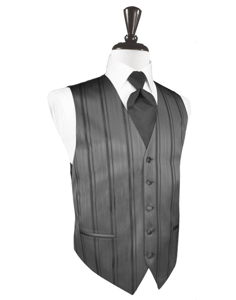 Charcoal Striped Satin Vest
