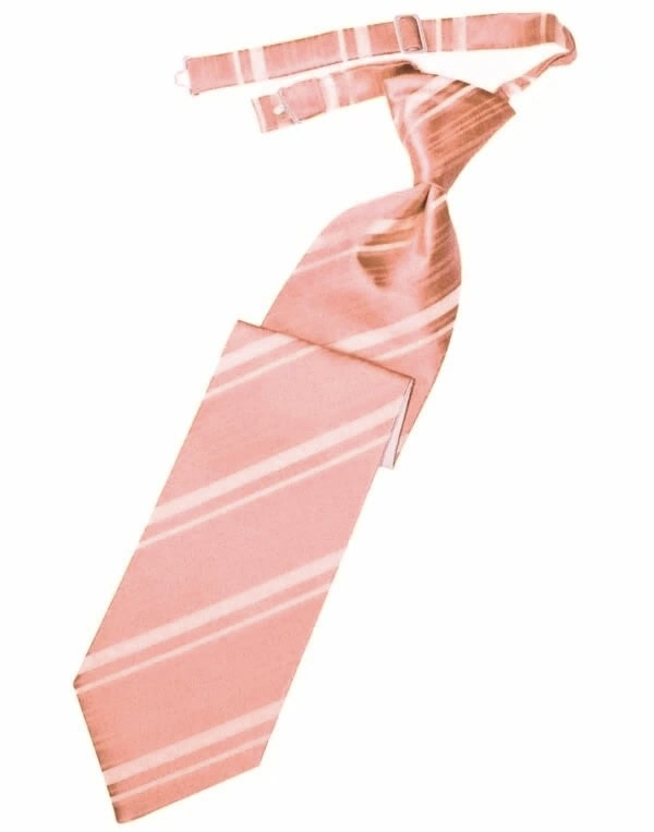 Peach Striped Satin Long Tie