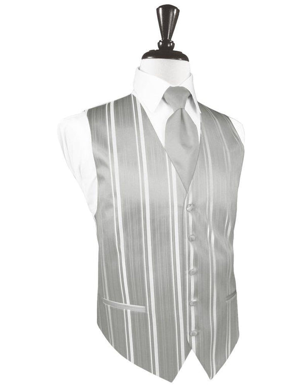 Platinum Striped Satin Vest