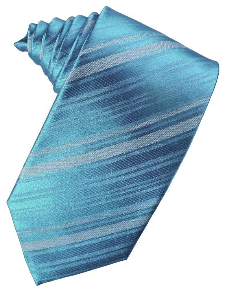 Turquoise Striped Self-Tie Long Tie