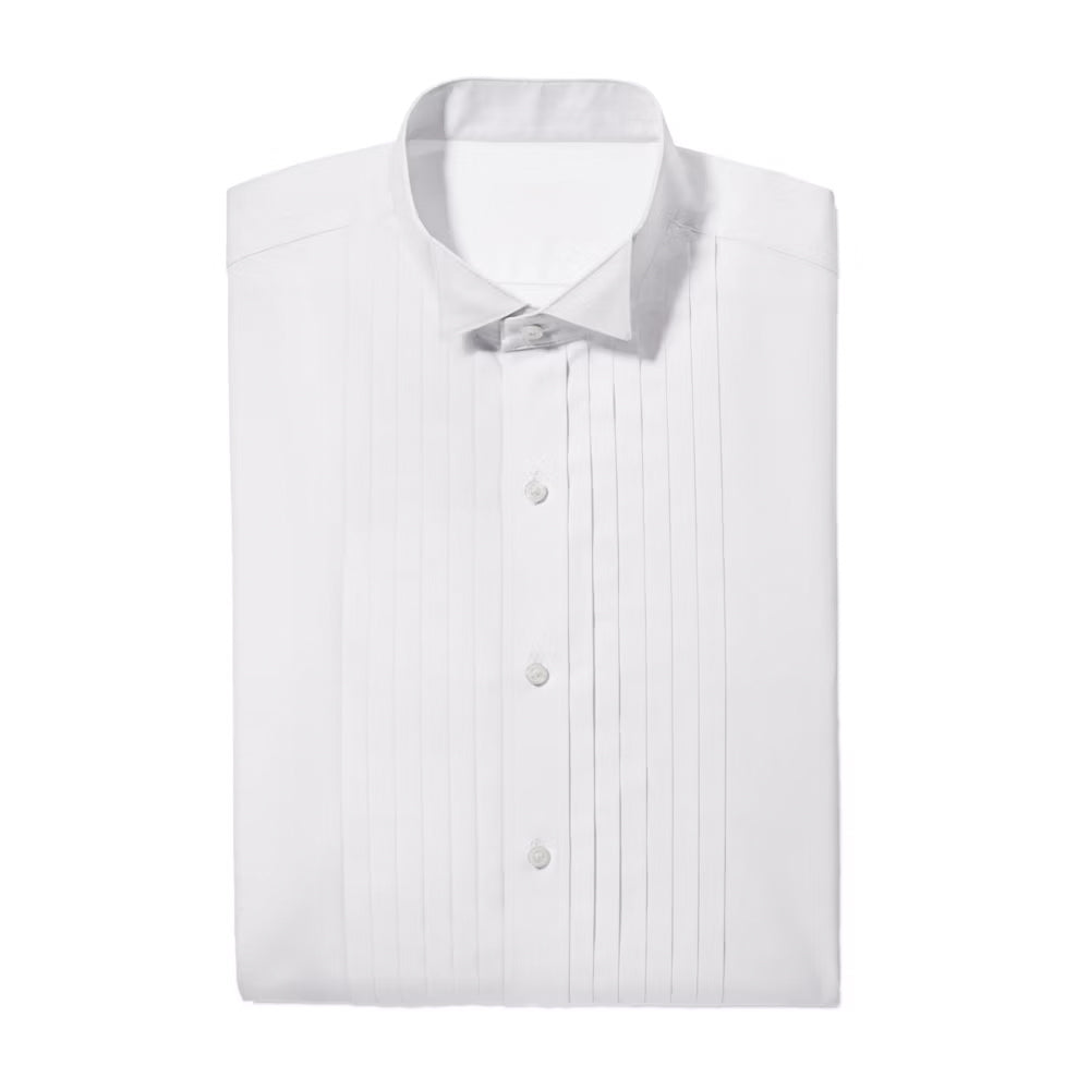 White Pleated Wingtip Shirt