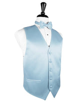 Light Blue Solid Satin Vest