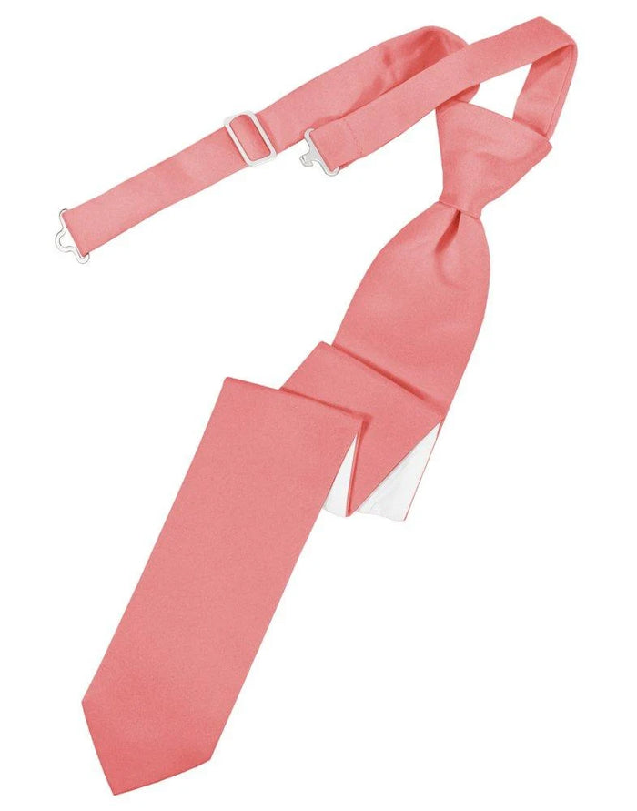 Coral Solid Satin Skinny Tie