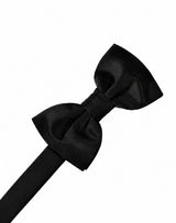 Black Solid Satin Bowtie