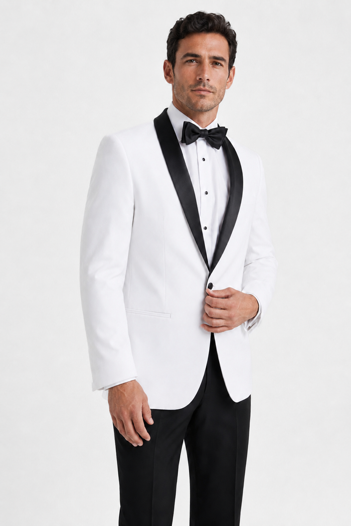 Bright White & Black Shawl Tuxedo
