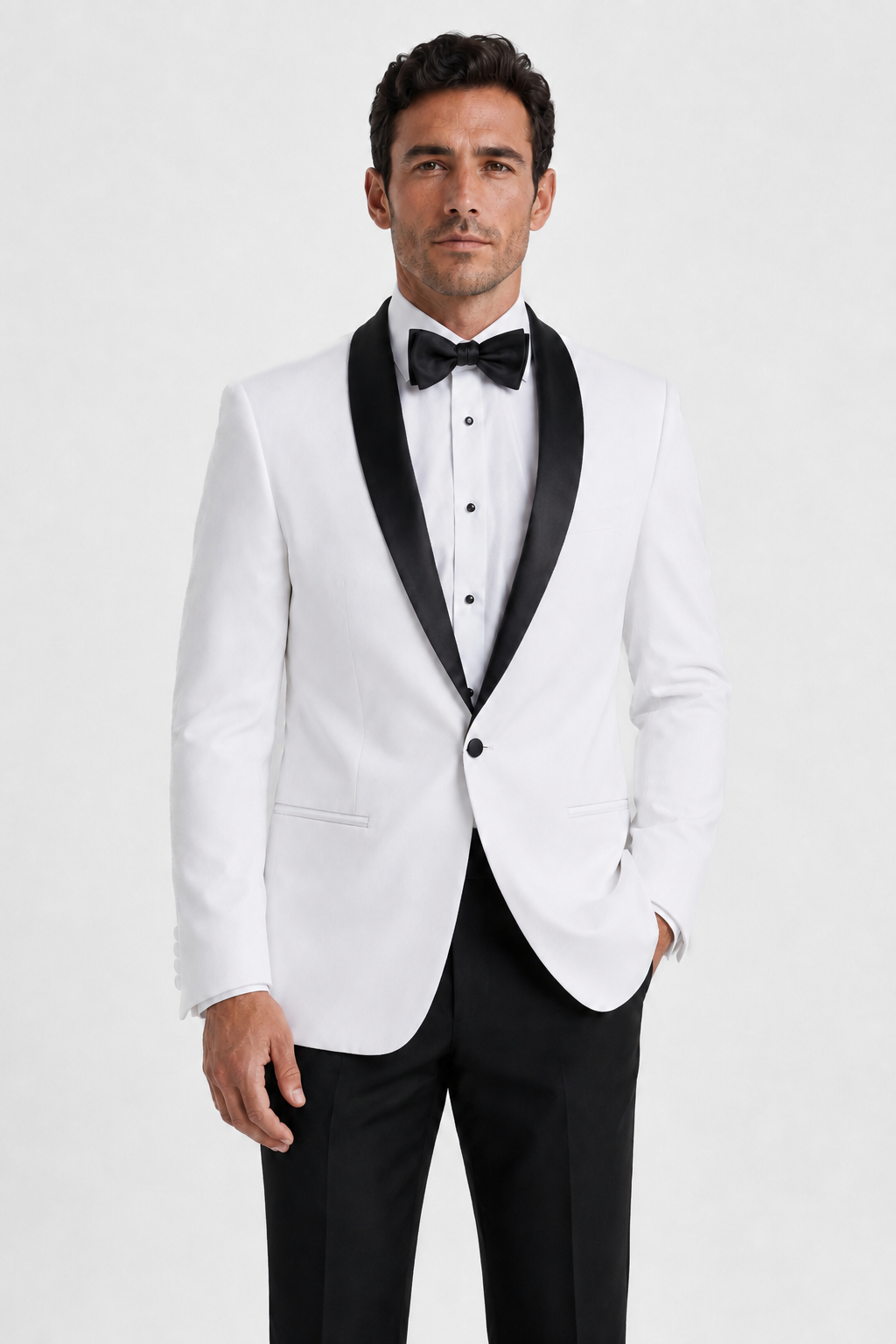 Bright White & Black Shawl Tuxedo