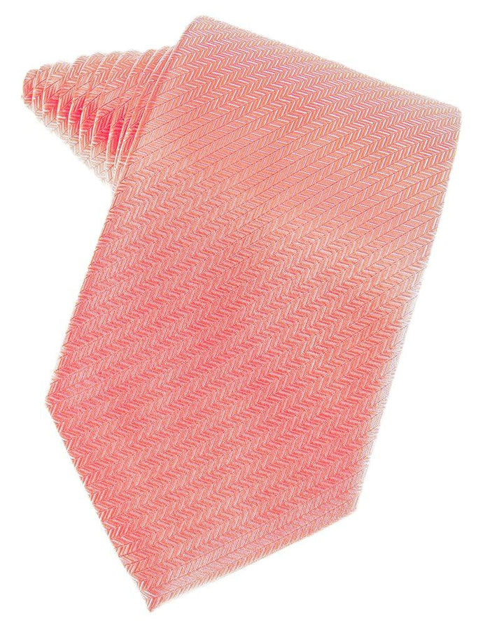 Coral Herringbone Self-Tie Long Tie