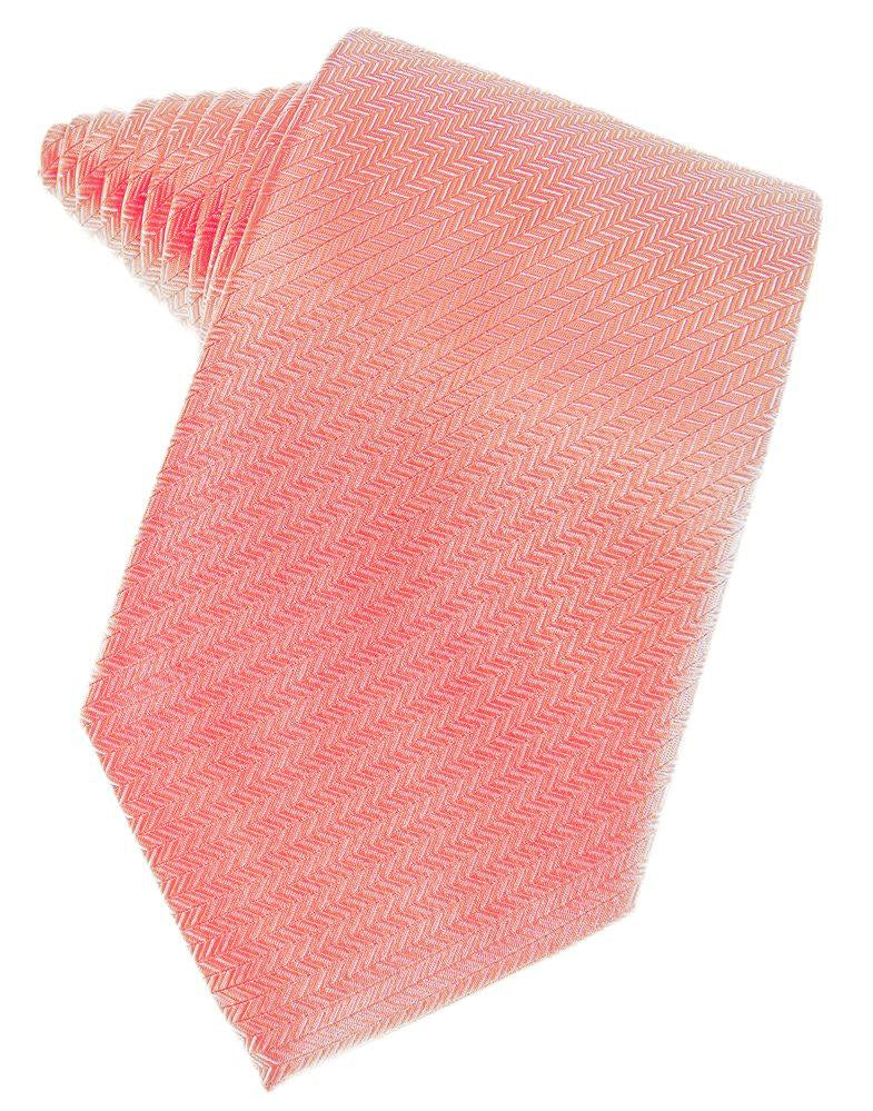 Coral Herringbone Self-Tie Long Tie