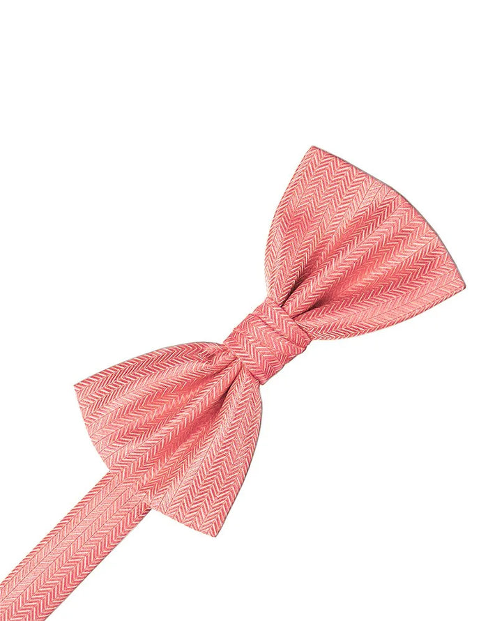 Coral Herringbone Bowtie
