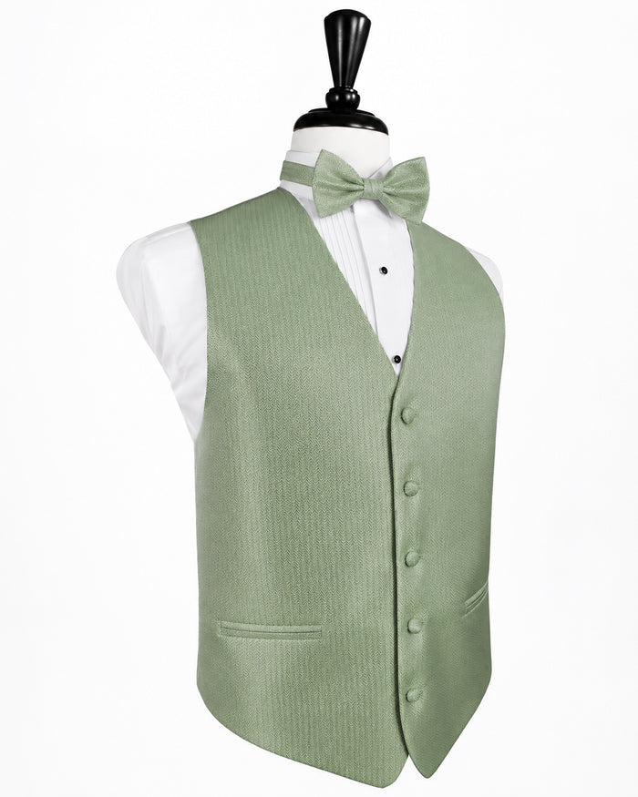 Mint Herringbone Tuxedo Vest