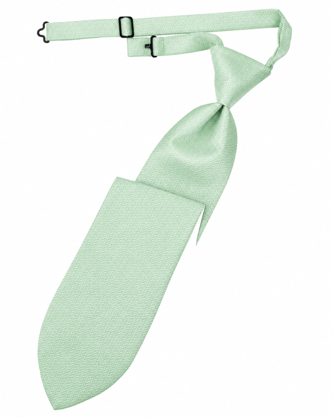 Pistachio Herringbone Pre-Tied Long Tie