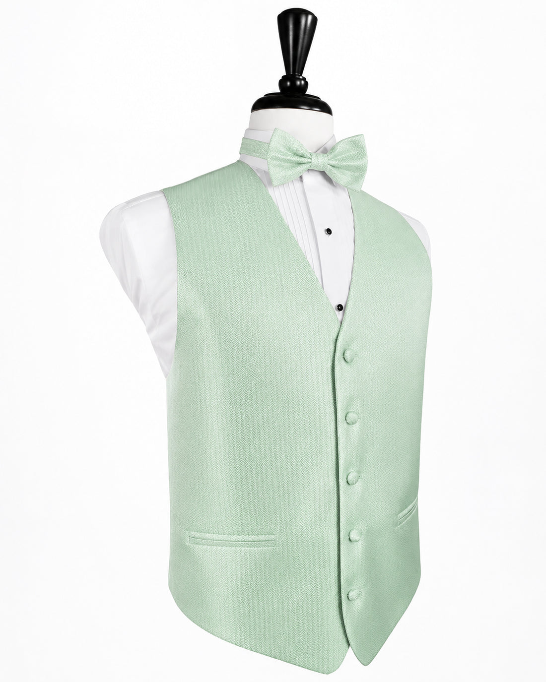 Pistachio Herringbone Tuxedo Vest