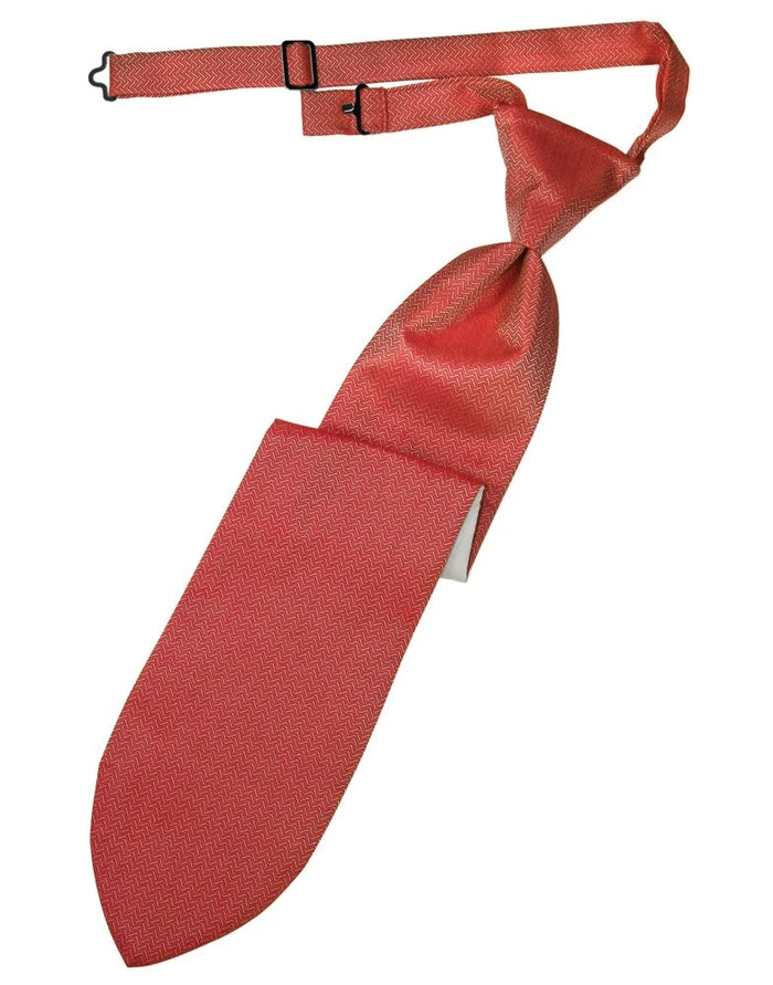 Persimmon Herringbone Pre-Tied Long Tie