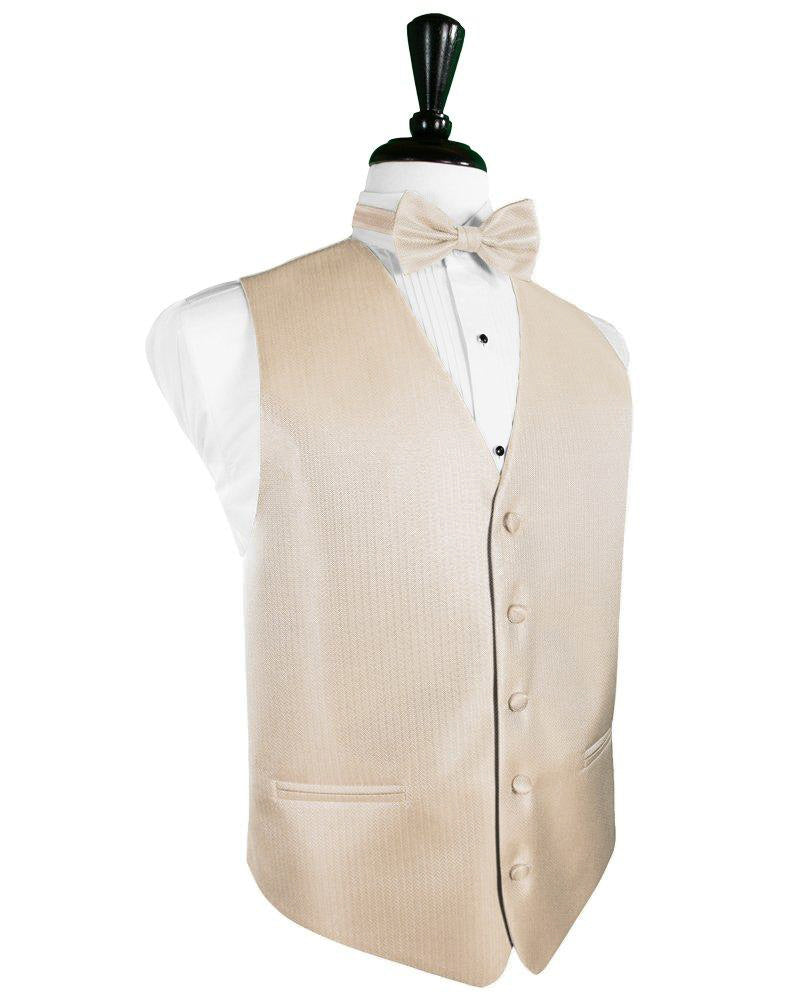 Sand Herringbone Tuxedo Vest