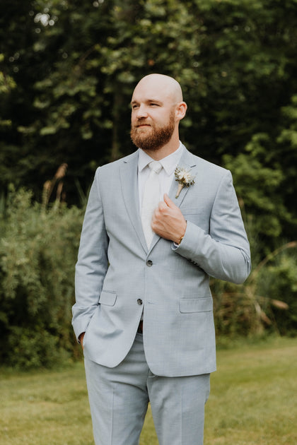 Oxford Blue Suit worn by a Tuxedo Club customer