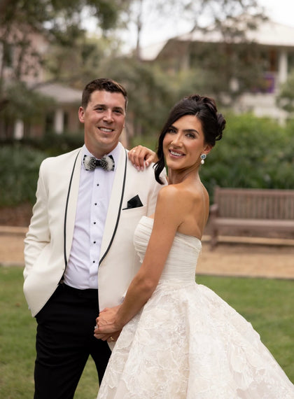 Pure Ivory Waverly Tuxedo worn by a Tuxedo Club customer