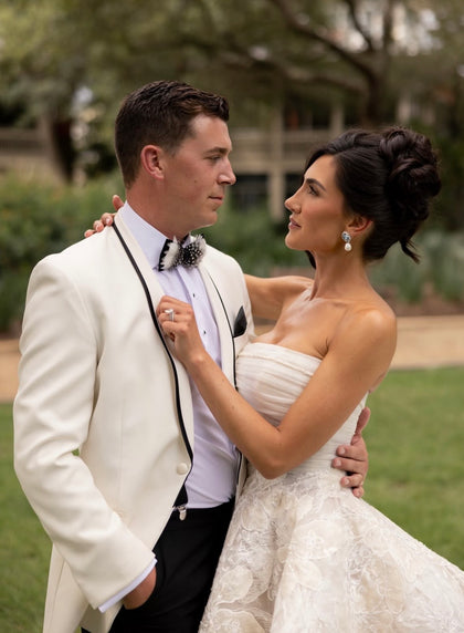 Pure Ivory Waverly Tuxedo worn by a Tuxedo Club customer