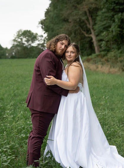 Burgundy Suit worn by a Tuxedo Club customer