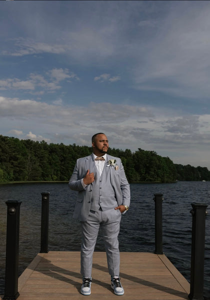 Oxford Blue Suit worn by a Tuxedo Club customer