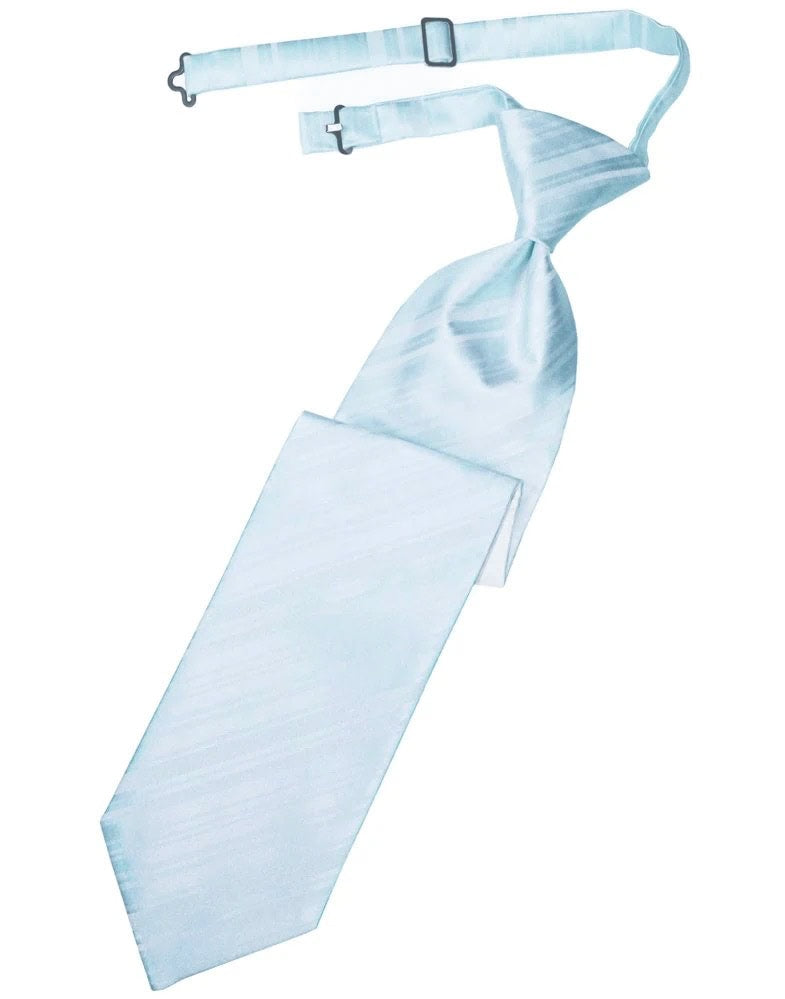 Light Blue Striped Satin Long Tie