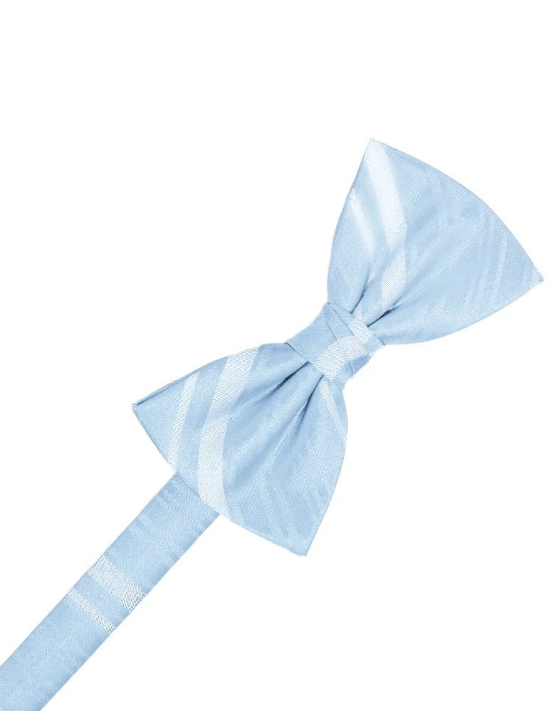 Light Blue Striped Satin Bowtie