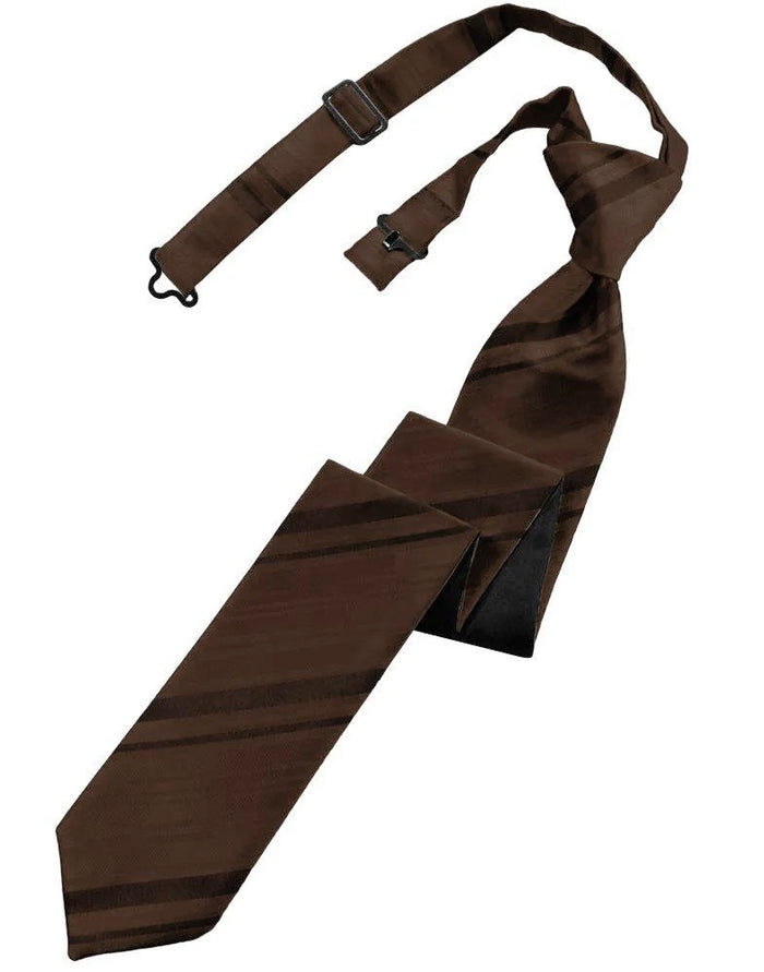 Chocolate Striped Pre-Tied Skinny Tie