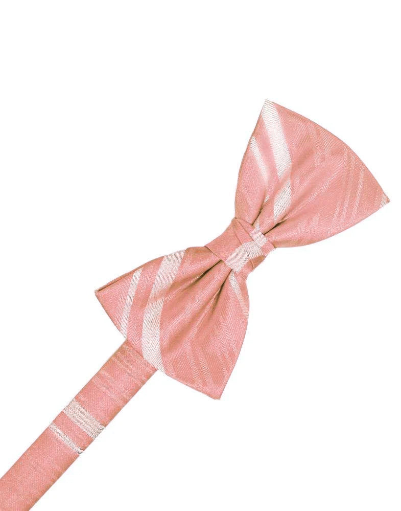 Coral Striped Pre-Tied Bowtie