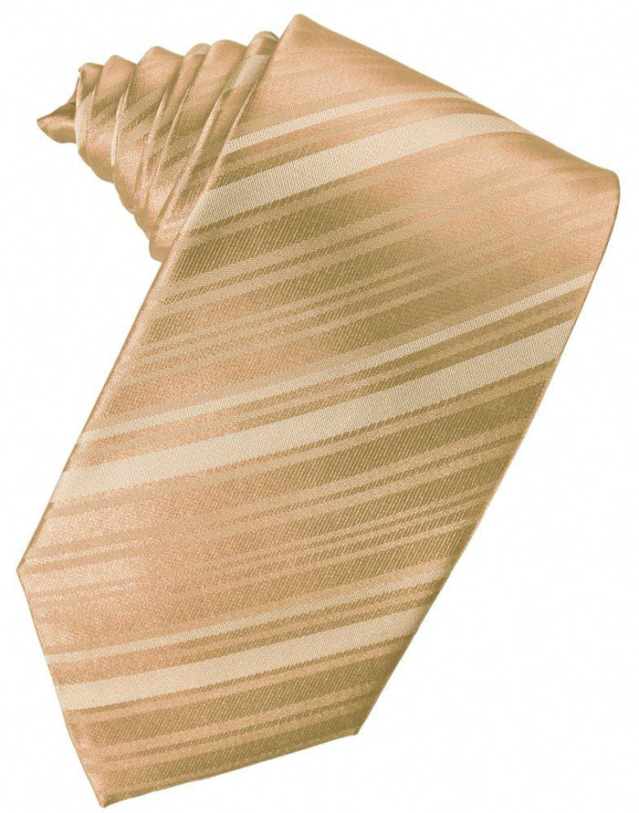 Golden Striped Self-Tie Long Tie