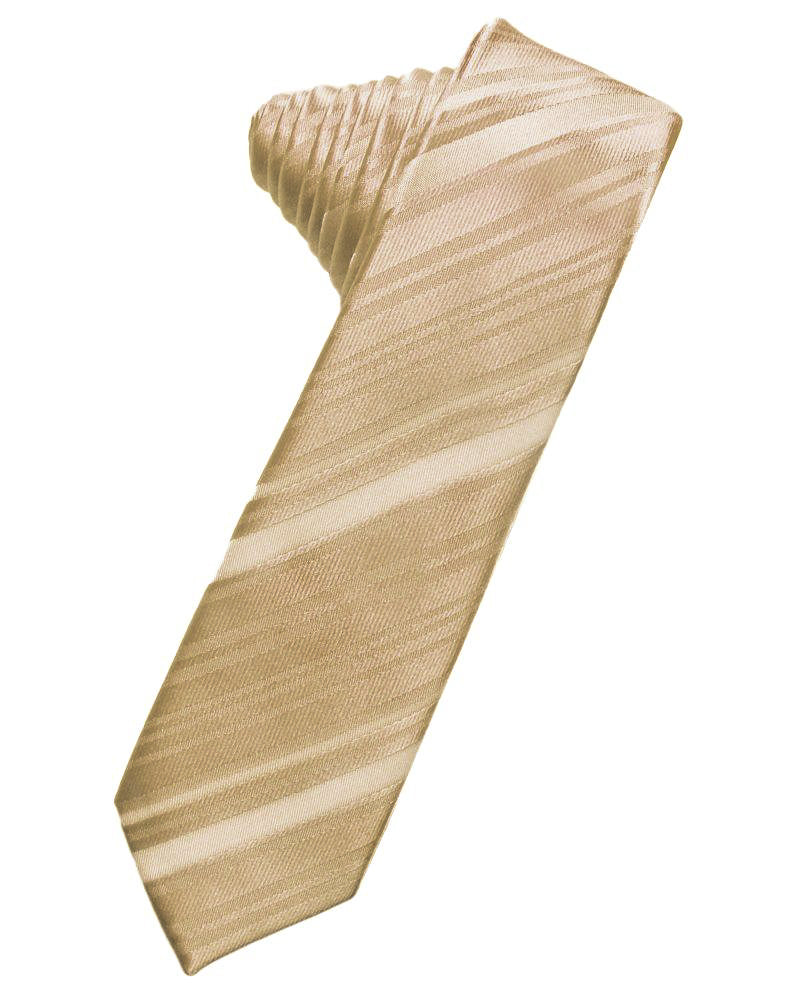 Golden Striped Self-Tie Skinny Tie