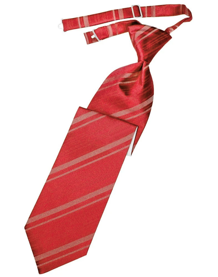 Persimmon Striped Pre-Tied Long Tie