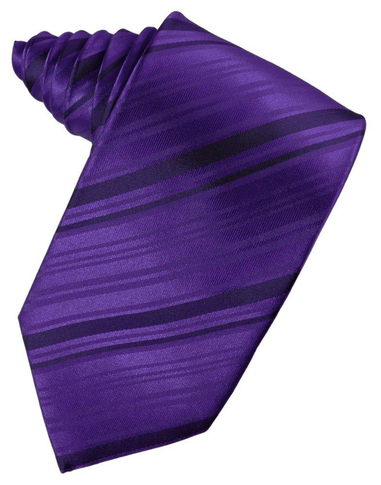 Purple Striped Self-Tie Long Tie
