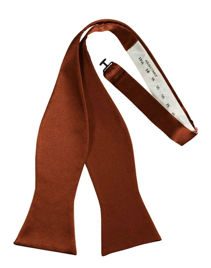Cognac Self-Tie Solid Satin Bowtie