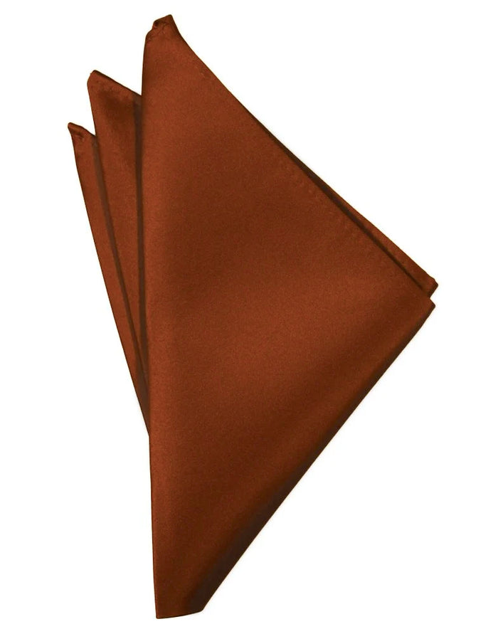 Cognac Solid Satin Pocket Square