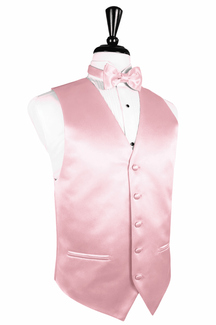 Pink Solid Satin Vest