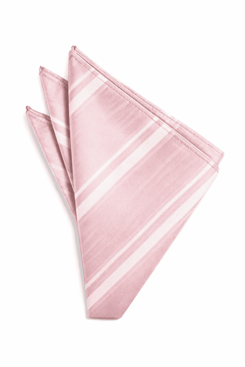 Pink Striped Satin Pocket Square