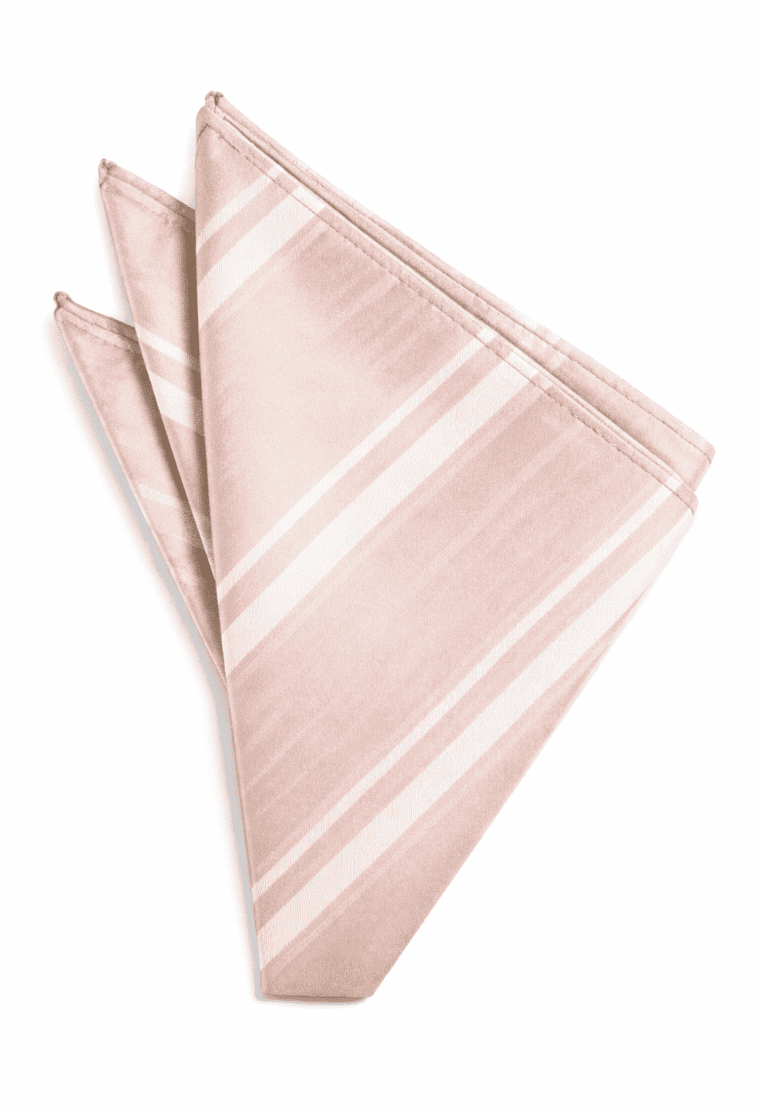 Blush Striped Satin Pocket Square
